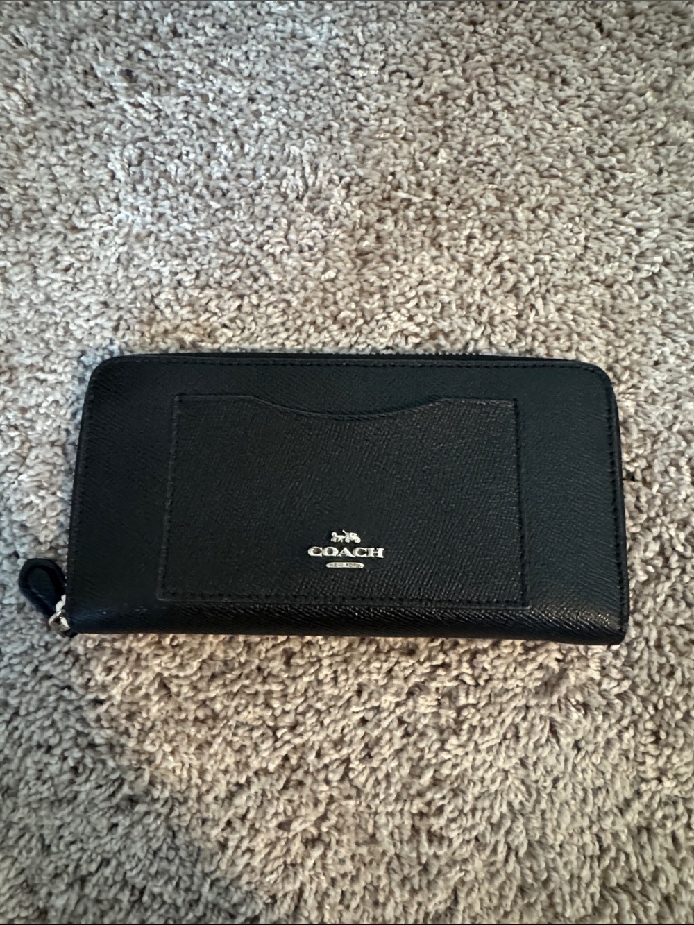 Coach Black Zip-Around Wallet with Front Card Pocket